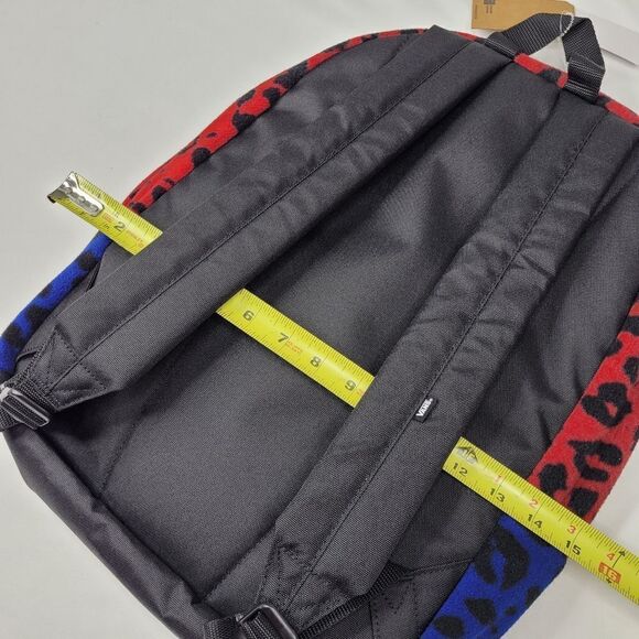 NEW VANS PLUSH LEOPARD FURRY BLACK BLUE RED GOLD Deana BACKPACK TRAVEL BAG NWT - Picture 3 of 16
